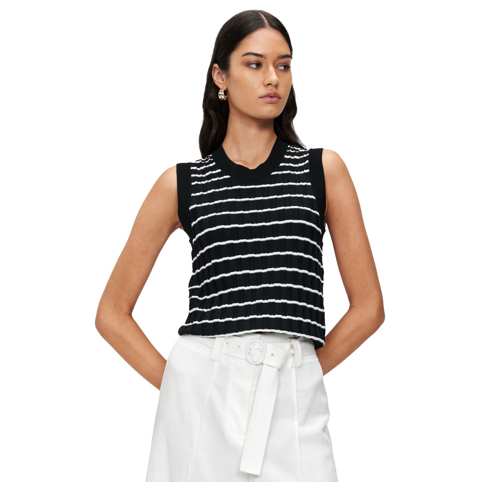 Veronika Maine Textured Stripe Tank